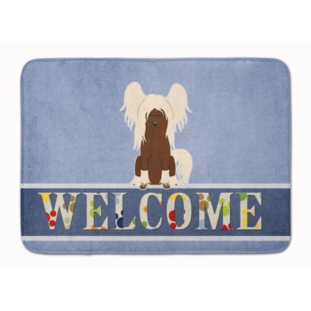 Carolines Treasures Chinese Crested Cream Welcome Machine Washable Memory Foam Mat BB5694RUG